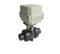 DN15 2 Way UPVC True Union Motorized Ball Valve BSP/NPT Thread DC12V 10Nm Electric Ball Valve On/Off 15 Sec Metal Gears(NPT,DC24V_CR201)