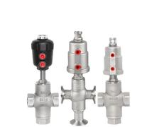 DN15/20/25/32/40/50 Tri Clamp 1/4" 3/8" 1/2" 3/4" 1" BSPT Tee 3 Ways 304 Stainless Steel Pneumatic Actuated Angle Seat Valve(DN50,Steel Actuator,Thread Type)