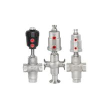 DN15/20/25/32/40/50 Tri Clamp 1/4" 3/8" 1/2" 3/4" 1" Tee 3 Ways 304 Stainless Steel Pneumatic Actuated Angle Seat(Steel Actuator-tri Clamp Type,DN25)