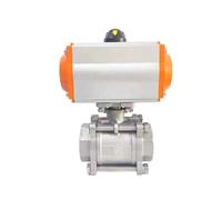 DN15 DN20 DN25 DN32 DN40 DN50 Three Piece High Platform Pneumatic Ball Valve Stainless Steel Q611F-16P Double Acting Cylinder(2 Inch)