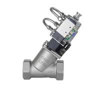 DN15 Easy to Install 304 Stainless Y-Shaped Seat Valve, Pneumatic Angle Seat Valve with Solenoid 1pc(A-DN25 Large Head)