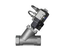 DN15 Easy to Install 304 Stainless Y-Shaped Seat Valve, Pneumatic Angle Seat Valve with Solenoid 1pc(B-DN25)