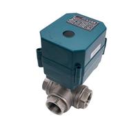 DN15 Motorized Ball Valve Stainless Steel 3-Way Full Bore Big Torque 2/3 Wire Electric Actuator 1Pcs(T Type_DC24V_CR01)