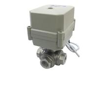 DN15 Stainless Steel Electric 3-Way Water Valve 1/2'' L/T Type for HVAC Water Automatic Control Water Heating Solar Water Heater(L Port,DC12V_CR303)