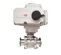 DN20 2 Way High Platform Electric Ball Valve Φ25 Stainless Steel Tri-Clamp Ferrule Type Motorized Ball Valves 220V 24V(220VAC)