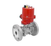 DN20 PN40 3-Piece 2-Way Electric Stainless Steel Flanged Ball Valve 12 V AC/DC