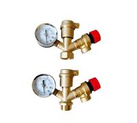 DN25 Boiler Safety Group Brass Valve with 6 Bar Pressure Relief, Integrated Manometer for Heating Systems, Quick Air Venting and Heat-Resistant Seals, Yellow(G1/2)