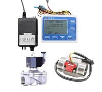 DN25 Digital Display Flow Quantitative Controller + 1" Water Sensor + Solenoid Valve Use to Control and Liquid(EU Plug)