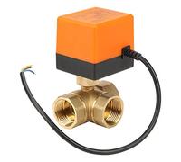 DN25 G1 Brass 3 Way Motorized Ball Valve for Air Conditioner Water Control System - DC 24V Electric Valve with Built in Actuator for Fan Coil Units and Water Systems
