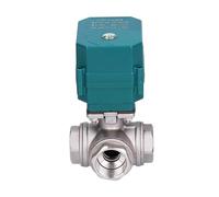 DN25 Motorized Ball Valve Stainless Steel 3-Way Full Bore Big Torque 2/3 Wire Electric Actuator 1Pcs(T Type_DC24V_CR03)