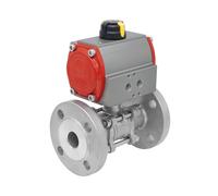 DN25 PN40 3-Piece 2-Way Pneumatic Stainless Steel Flanged Ball Valve Double-acting