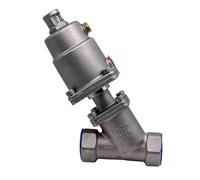DN25 Stainless Steel Pneumatic Seat Valve Normally Closed/Open Actuator Angle Valves 16bar for Steam Gas Oil(Normally Open,Double Acting)