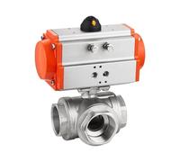 DN32 304 Stainless Steel Pneumatic Ball Valve Three-Way T/L at Pneumatic Actuator Female Thread Ball Valves