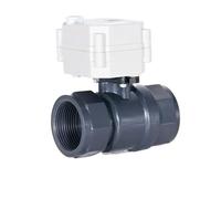 DN32 PVC 2-Pieces Electric Water Valve, 11/4" Bore Size 25mm, with Manual Override and Indicator, 9-24V All Metal Gears(None,BSP_Open_CR303)