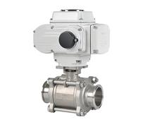 DN40 2 Way Platform Motorized Ball Valve Stainless Steel Q911F-16P Tri Clamp Ferrule Type Electric(220VAC)