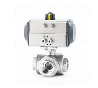 DN40 Three-Piece High Platform Pneumatic Three-Way Ball Valve with Stainless Steel Internal Thread T Type L Type Ball Valve(L Type)