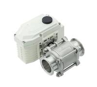 DN50 2 Way High Platform Motorized Ball Valve Stainless Steel Q911F-16P Tri Clamp Ferrule Type Electric Ball Valve(12VDC)