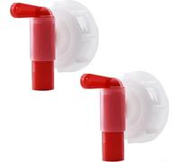 DN61 61Mm Water Tap,Plastic Garden Drum Tap Connector Red White Flow Dispenser,For 15-60 Liter Tanks With DN 61 Threads,For Plant Nutrient Tank,Horticultural Watering System,Irrigation Equipment(2pcs)