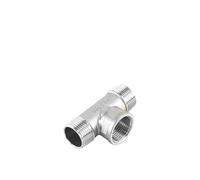 DN8/DN10/DN15/DN25 Male+Female+MaleThreaded 3 Way Tee T Pipe Fitting 3/4" 1" 1-1/2" BSPT Threaded 304 Stainless Steel(Male to F to M G2)