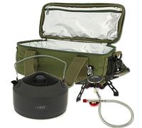 DNA Carp Fishing & Camping Cooler Insulated Brew Kit Carryall Bag With Gas Stove & Kettle Set