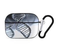 DNA Chain Photo Earbuds Organizer Shockproof Protective Airpods Pro Cover with Carabiner Clip Anti Fall Carrying Earphone Case Cover for Airpods Pro 2nd Generation Black