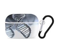 DNA Chain Photo Earbuds Organizer Shockproof Protective Airpods Pro Cover with Carabiner Clip Anti Fall Carrying Earphone Case Cover for Airpods Pro 2nd Generation White