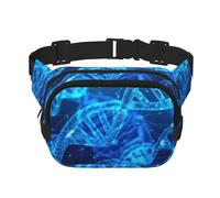DNA Chain Photo Print Fashion Waist Packs Square Layer Waist Bag Black Belt Bag with Adjustable Strap, Black, One Size