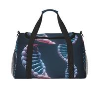 DNA Chain Photo Print Foldable Carry On Tote Large Capacity Hand Carry Bag for Airplane Weekend Getaways