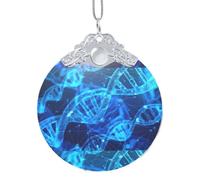 DNA Chain Photo print Golden Glass Round Pendant - fit for holiday decoration, home and office decor