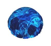 DNA Chain Photo Print Shower Cap - Reusable Bath Hair Cap, Double Layer, Adjustable Elastic Strap, Durable Travel Essential