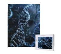 DNA Chain Photo Printed Jigsaw Puzzle with Storage Box, Wooden Puzzle for Adults and Kids, 500 Pieces Family Fun Decorative Game