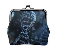 DNA Chain Photo Printed Kiss-Lock Coin Purse for Women, Compact Stylish PU Leather Change Pouch for Cards, Coins, Essentials