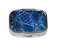 DNA Chain Photo Printed,Meta Pill Box 2 Compartment Medicine Case,Portable Organizer