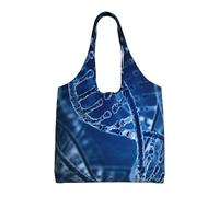 DNA Chain Photo Printed,Reusable Tote Bags Grocery Bags Large Capacity Canvas Shopping Shoulder bag