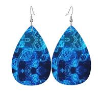 DNA Chain Photo Printed Teardrop Pendant Leather Earrings | Lightweight and Versatile Earrings | Suitable for Daily Commute and Date Wear