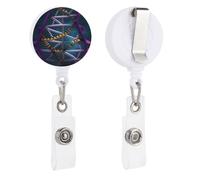 DNA Chain Photo Retractable Badge Reel - Personalized ID Name Badge Holder with Lanyard Cute Badges Reel Holder Round Nurse Doctor Name Tag Badges Clip for Work