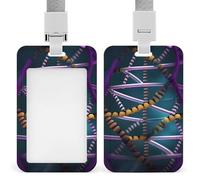 DNA Chain Photo Retractable ID Badge Holder with Lanyard - Vertical Badge Reel,Keychain Clip,Name Tag Id Card Holder Protector for Nurse Officer Teacher Security Staff Women Men