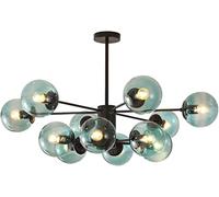 DNA Chandelier Magic Bean Molecular Light Mid-Century Glass Globes Sputnik Pendant Lamp for Kitchen Island Living Bedroom Dining Room, Base, 8 Lights,Hanging Light(Blue,12-Lights)