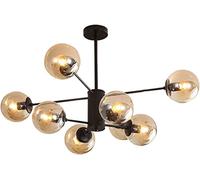 DNA Chandelier Magic Bean Molecular Light Mid-Century Glass Globes Sputnik Pendant Lamp for Kitchen Island Living Bedroom Dining Room, Base, 8 Lights,Hanging Light(Amber,8-Light)