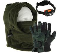 DNA Cold Weather Carp Fishing Fleece Lined Adjustable Snood with Gloves & LED Light (Medium)