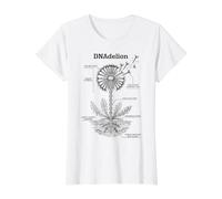 DNA Double Helix DNAdelion Dandelion Biology Science Pun Value Graphic T-Shirt, Women, White, S