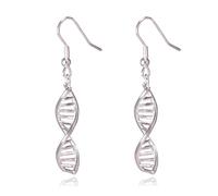 DNA Double Helix Science Stainless Steel Dangle Earrings, Stainless Steel