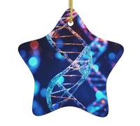 DNA Genetic Helix Christmas Ornaments Star Shaped Ceramic Pendant Xmas Tree Hanging Ornament for Home Decor Funny Ceramic Keepsake for Friends and Lover