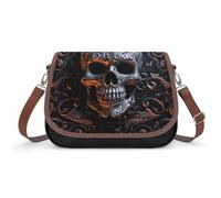 DNA Genetic Helix Crossbody Bags for Women Leather Handbags Travel Purses Shoulder Bags Tote Bag for Daily Use, Cool Skull Graphics, One Size