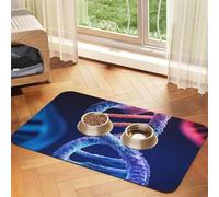 DNA Genetic Helix Dog Food Mats for Floors, 16x24 Inch Non-Slip Super Absorbent Pet Food Mat, Dishwasher Dog Mat for Food and Water, Cute Rubber Quick Dry Pet Feeding Mat for Dogs Puppy Cats