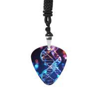 DNA Genetic Helix Guitar Pick Holder Necklace for Women, Personalized Bass Pick Pendant for Men, Rock Music Picks Necklace with Chain for Party, Music Inspired Gift