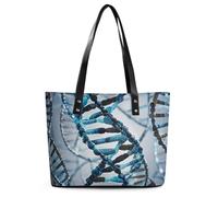 DNA Genetic Helix Leather Tote Bag for Women Work Shoulder Purses with Zipper Waterproof Large Computer Shoulder Bag Fashion Ladies Shoulder Handbag Reusable Shopping Bags