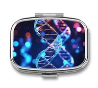 DNA Genetic Helix Pill Box 2 Compartment Portable Pill Case Daily Square Pill Organizer for Pocket Purse Daily Medicine Container to Hold Vitamins Fish Oil Travel Gifts