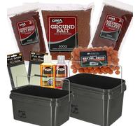 DNA Leisure Carp Fishing Bait Bundle with Pellets, Groundbait, Boilies, PVA Bags & Liquid Boosters - Method Feeder & PVA Kit with 5L or 10L Bucket (5L Bucket)