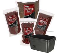 DNA Leisure Carp Fishing Groundbait & Pellets Bundle Krill & Halibut PVA Friendly Bait with 5L Airtight Bucket, Method Feeder, Hook Pellets & Wet Mix Kit